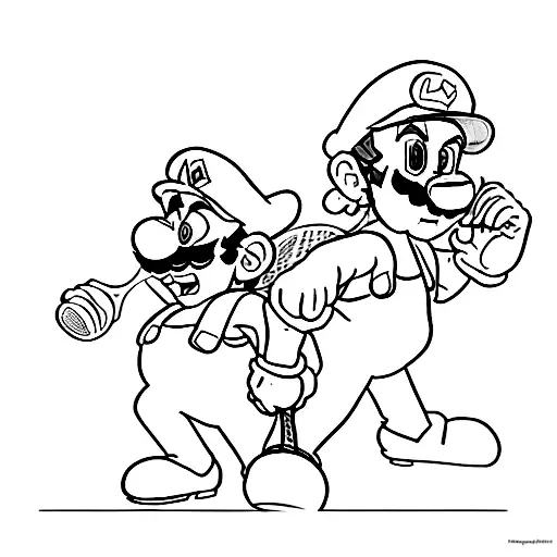 Mario And Luigi Playing Tennis
