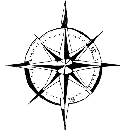 Contemporary Blackwork Tattoo Compass