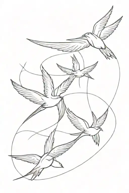 Swallows Flying Line