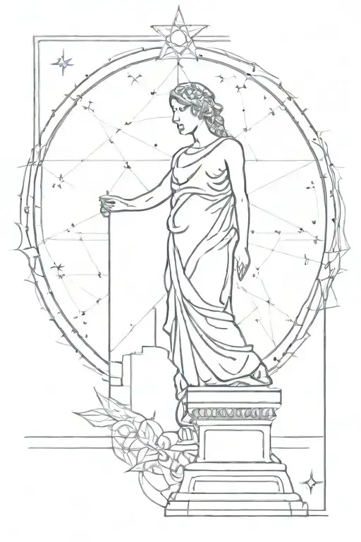 Star Map Surrounding A Greek Statue