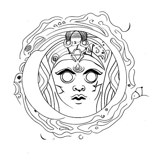 Cresent Moon With An Eye