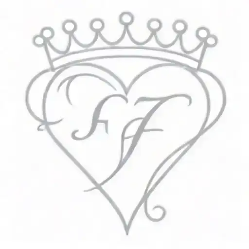 Only The Letter F In A Heart With A Small Crown To The Right On The Heart