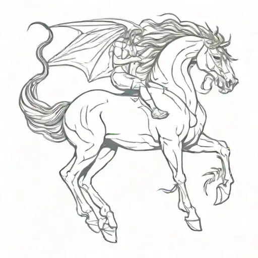 Centaur And Dragon Flying