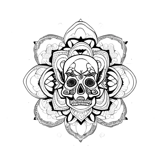 Peony Mandala Skull