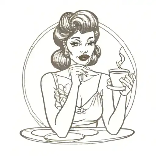 Pin Up Girl With Coffee