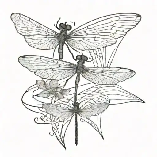 Dragonflies Water Mountains Reflected Horizontally