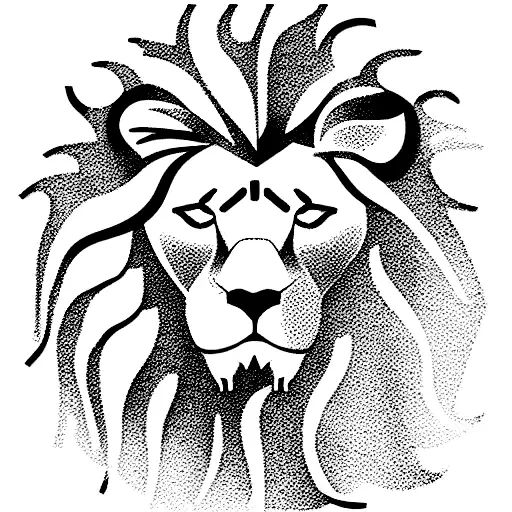 Lion Head Left Side With Waterfall For Mane