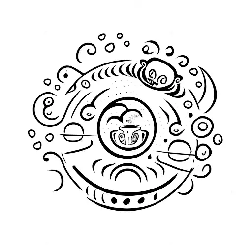 Coffee Beans Forming A Cat-shaped Moon