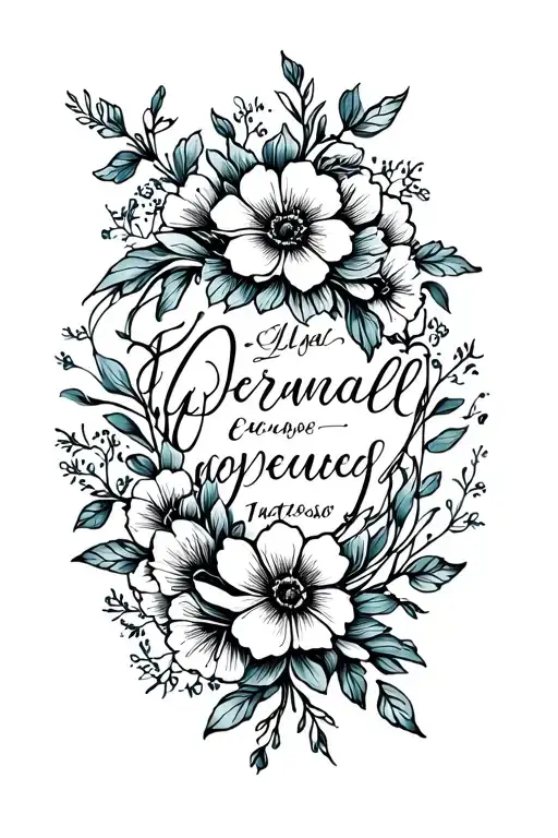 Spirituell Back Tattoo With Script And Flowers