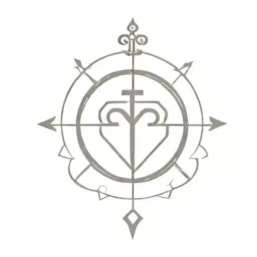 Small Compass With A Anatomical Heart And A Cross