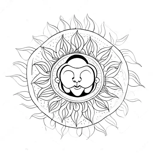 Yoga Pose Silhouette Framed By A Radiant Sun