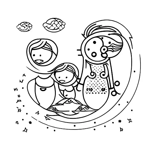 Baby And Mother Sunset