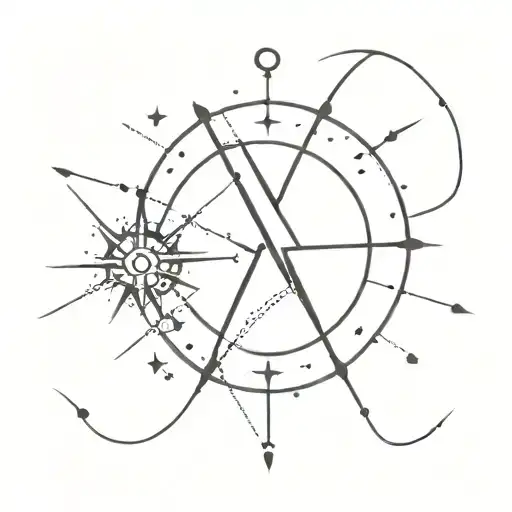 Gemini Constellation With Compass Rose Intertwined