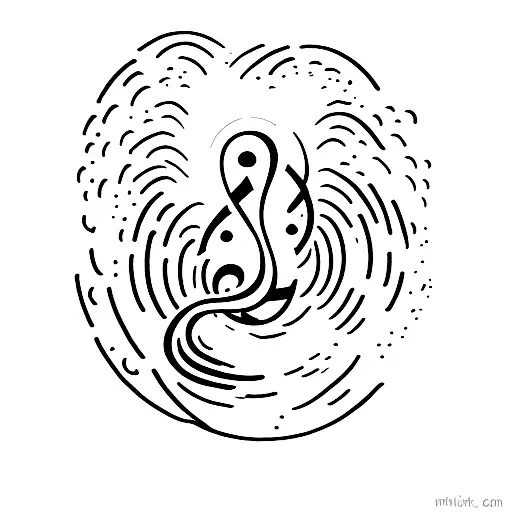 A Vertical Minimalist Tattoo Of A Trebe Music Note Merging With A Mountain Range