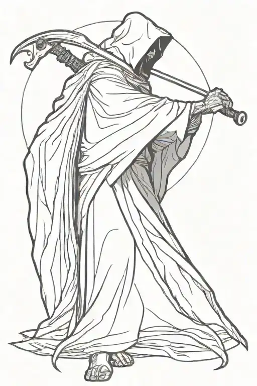 A Dark Tall Reaper In A Cloak Looking At You Pointing And Holding A Long Scythe