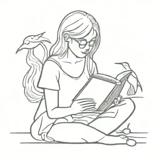 Blonde Girl Reading A Book At Sea Creatures