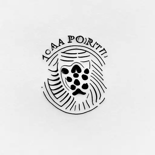 A Minimalist Tattoo Of A Passport With A Cat Paw Print Stamp