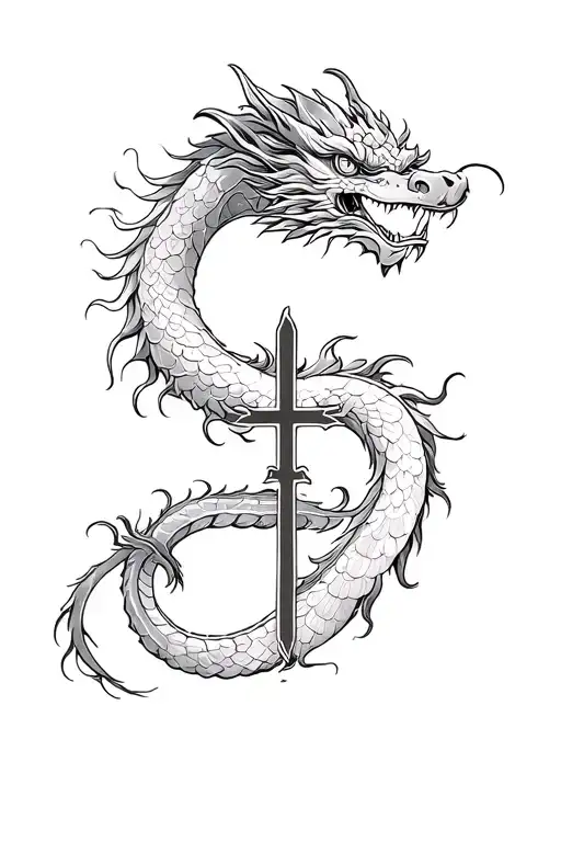 Chinese Dragon With Cross