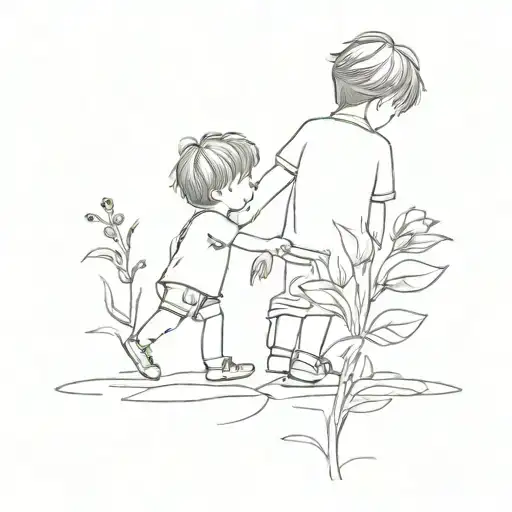 Little Boy Is Going To Give A Flower To His Girlfriend And He Is Hiding The Flower