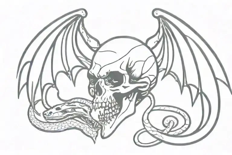 Dragon Skull Angel And Snake