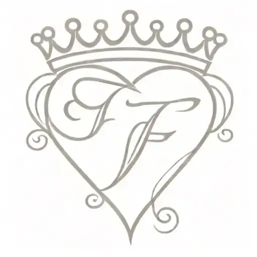 The Letter F In A Heart With A Crown