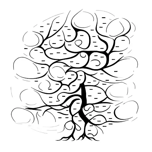 A Minimalist Tattoo Of A Family Tree With Each Branch Representing A Family Member