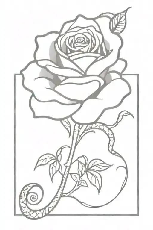 Rose With A Snake Coiled Around The Stem