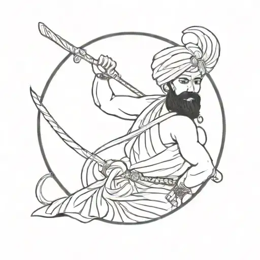 Japan Warrior Mix With Punjabi Sikh Warrior Holding