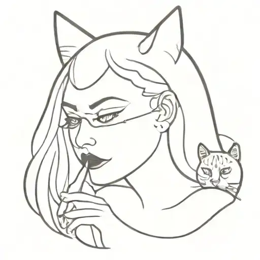 Black Cat Bites Blonde Woman