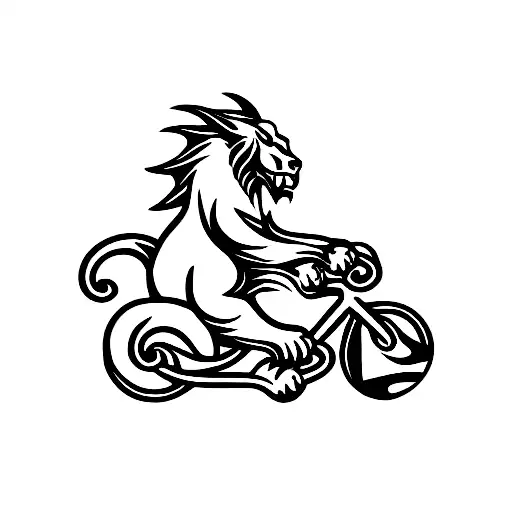 Dragon With Lion And Bike
