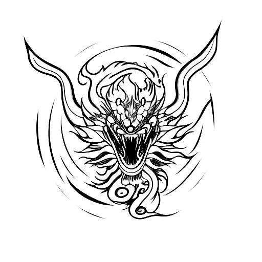 Black Chinese Dragon Holding A Sharingan
