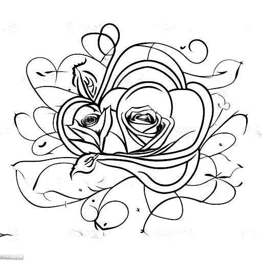 A Minimalist Tattoo Of A Rose With Delicate Thorns Forming The Shape Of A Heart