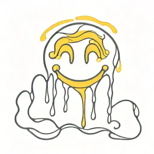 Smiley Face Melting With Yellow Water Colors Representing
