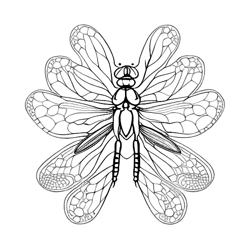 Dragonfly On A Serotonin Molecule With Flowers