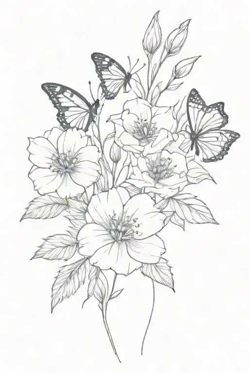 January And September Birth Flowers With Butterflies