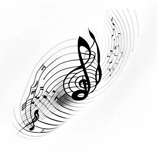 A Minimalist Tattoo Of A Music Note Going With The Flow