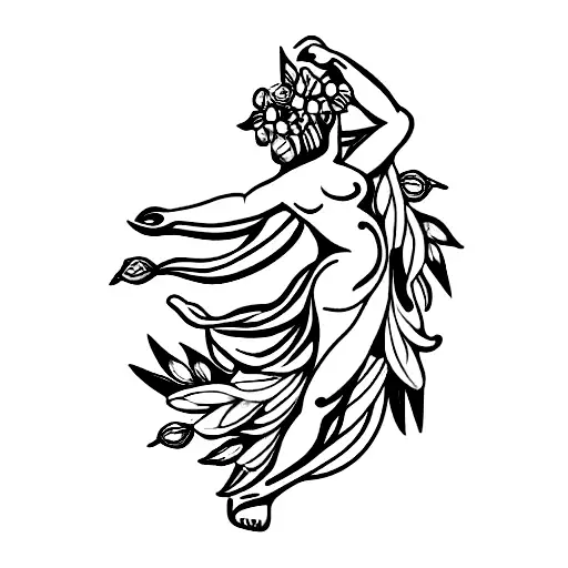 Broken Greek Goddess Sculpture With Flowers