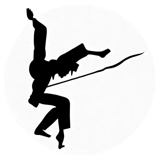 Abstract Silhouette Of A Martial Artist In A Dynamic Pose