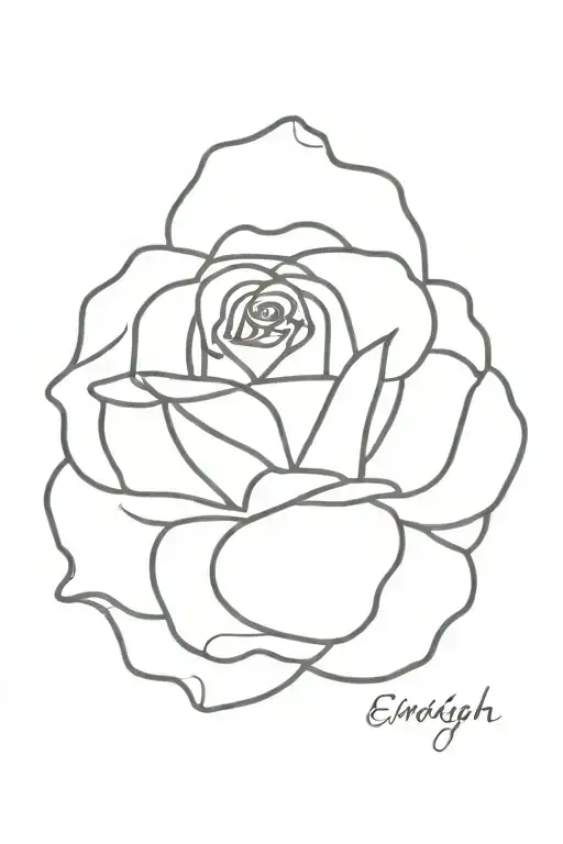 Rose With The Word Enough In Stem