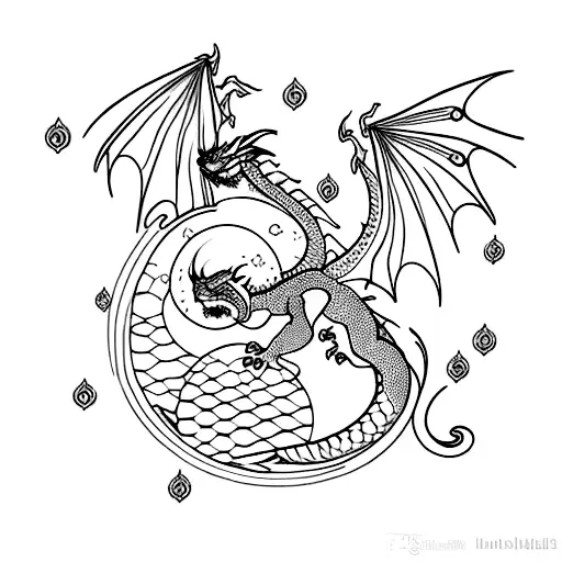 Dragon With Full Moon