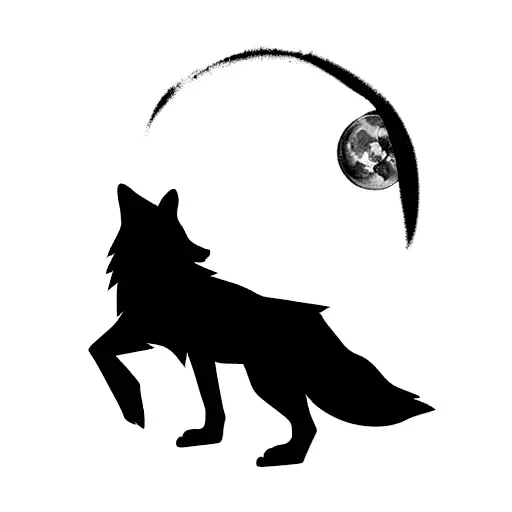 Wolf And Full Moon