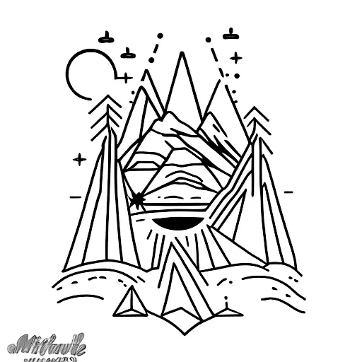 Mountain With Seeing Eye With Angel Below