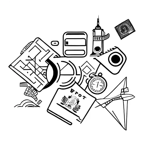 A Suitcase Filled With Passport Stamps And Travel Souvenirs