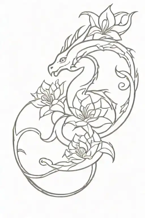 Dragon And Flowers Tribal