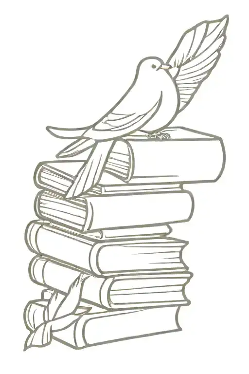 Dove Resting On Small Stack Of Books