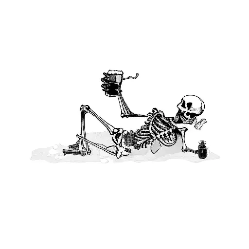 A Skeleton Drinking A Beer