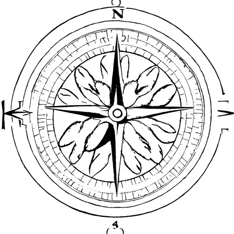 Dog Paw Print Inside Compass