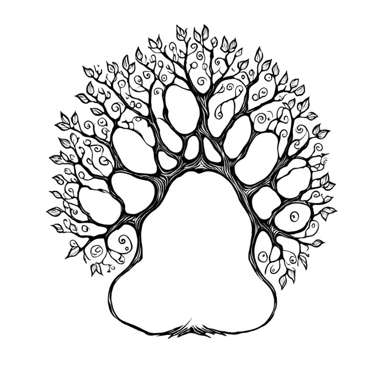 Dog Paw Print Forming A Tree