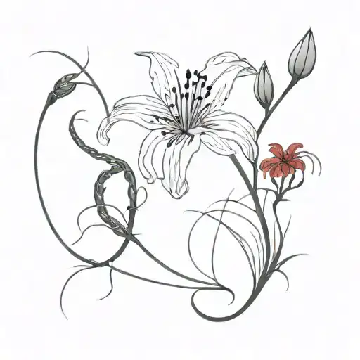 Red Spider Lily & A Centipede Crawling Up It