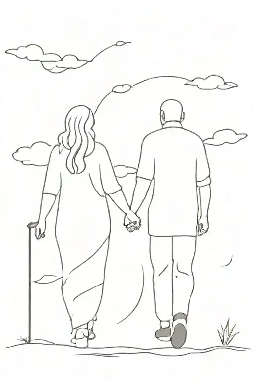 Grandparents Walking Towards Heaven
